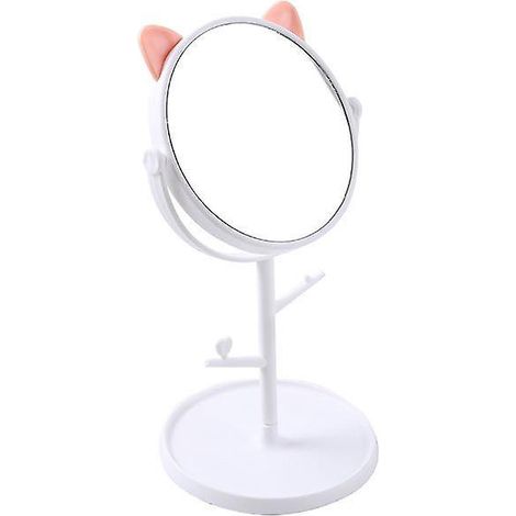 miroir De Maquillage Chat Mignon - Blanc, Miroir De Table Multifonctionnel Pour Le Bureau (1/5)