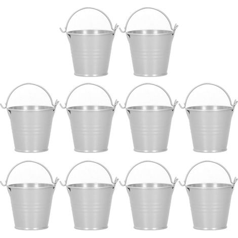 Juego de 10 mini macetas para plantas suculentas, pequeños cubos de metal plateado, para decoración de interiores y exteriores, 4 x 5,5 x 6 cm