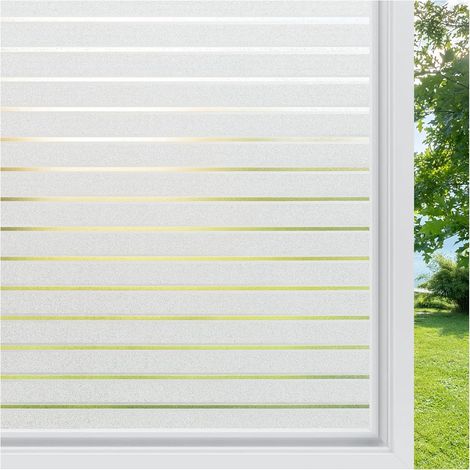 Film Fenetre Anti Regard Motif Rayure 75x200cm, Brise Vue Fenetre Electrostatique, Protection UV, Films pour Fenêtre Opaque, Film pour Vitre Décoratif pour Bureau Cuisine Salon