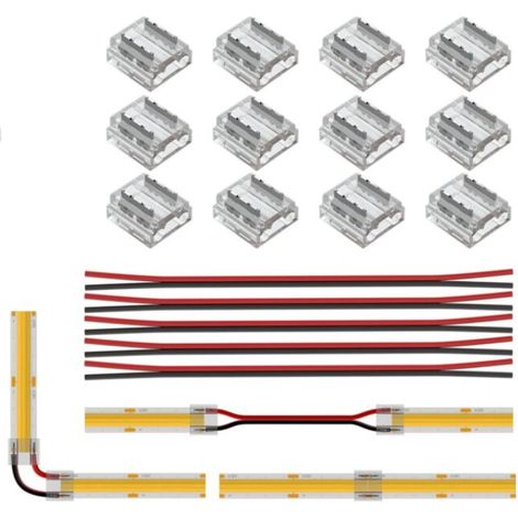 COB 8mm 12pcs connecteur transparent 6pcs 15cm de long 20AWG fils d'extension pour sans soudure sans fil, bande de connexion d'angle FCOB