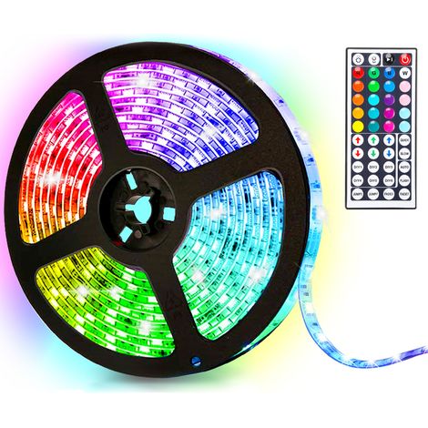 Randaco Cinta LED para interiores de 1 m, guirnalda luminosa autoadhesiva, regulable, 30 LED, cambios de color, incluye mando a distancia de 44 teclas