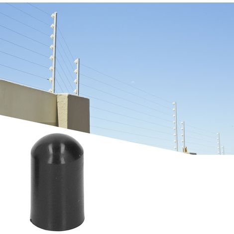 Lot de 100 pièces noires pour système de clôture électronique à impulsions haute tension : poteau porteur, capuchon étanche à la pluie, poteau d'extrémité, capuchon étanche, poteau intermédiaire, acce (1/5)