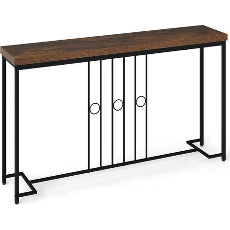 Industrieller Konsolentisch, 140 x 30 cm, Metallgestell, Braun