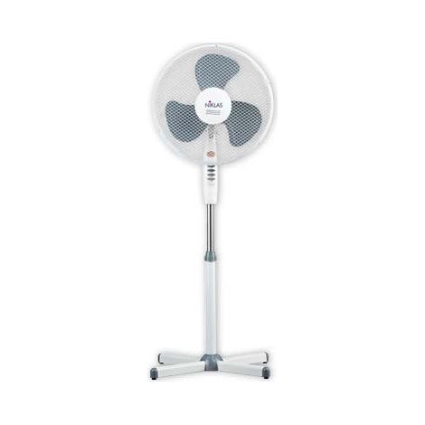 Ventilateur sur pied 40 cm – Puissance 41W – 3 vitesses – Fonction oscillante et inclinable – Tube télescopique 100/130 cm – Niklas