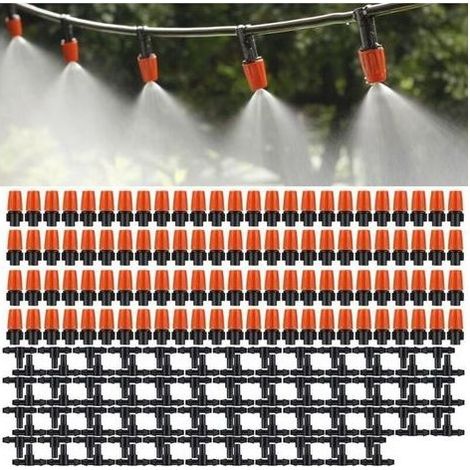 Lntyq Set of 100 Micro Spraying to Flow Adjustable for Irrigation of Garden, heads of Mister with Kit of Misting of irrigation Drop to Drop to Drop 3 T (Orange) (1/4)