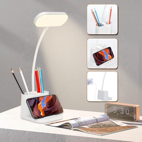 Lampe de bureau LED, lampe de bureau LED rechargeable, 8 niveaux de luminosité 3 modes d'éclairage Protection des yeux LED pour lecteurs de nuit, enfants, étude