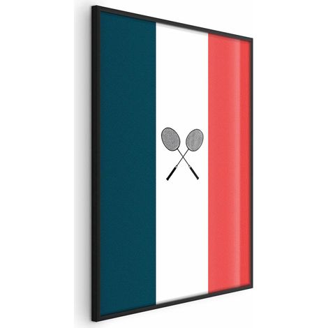 Poster – Französische Flaggen und schwarze Badmintonschläger (1/4)