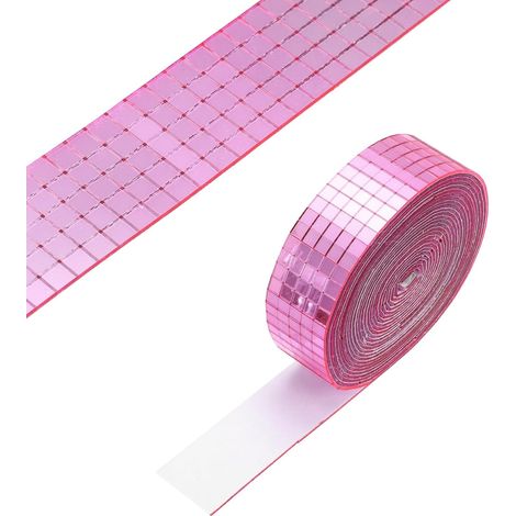 5x5mm Miroirs Autocollants Carreaux Mosaïque, Mini Carreaux Mosaïque Verre Disco Autocollants pour DIY Artisanat Décoration Fête Disco Ball, Rose (1/5)