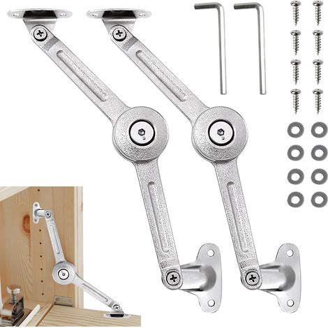 Charnière Porte Placard Cuisine,Armoire Meuble Ascenseur Réglable de Charnière de Support de Couvercle 2 pcs Pour Armoires, Dessus de Placard, Portes de Meubles,Charnières de Portes (1/5)