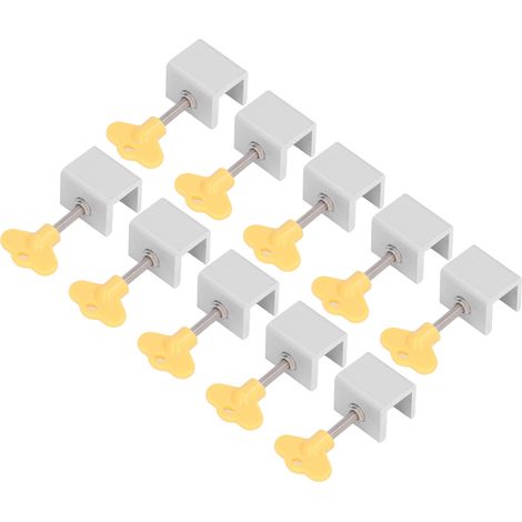 Lot de 15 verrous coulissants avec clé, trou unique réglable, sécurité enfant pour fenêtre et porte, argent, protection domicile (1/5)