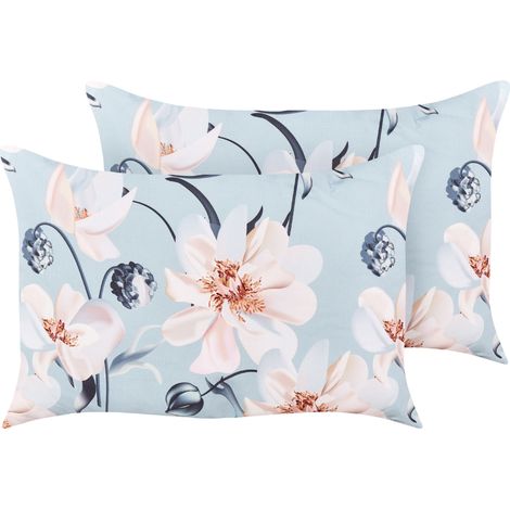 Conjunto de 2 cojines de jardín almohada de exterior 40 x 60 cm poliéster estampado floral multicolor Apricale