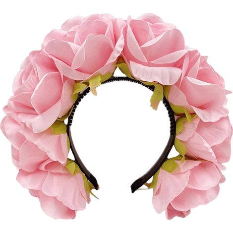 Serre-tête à fleurs pour femme - Serre-tête rose pour fille - Décoration de cheveux pour femme (1/5)