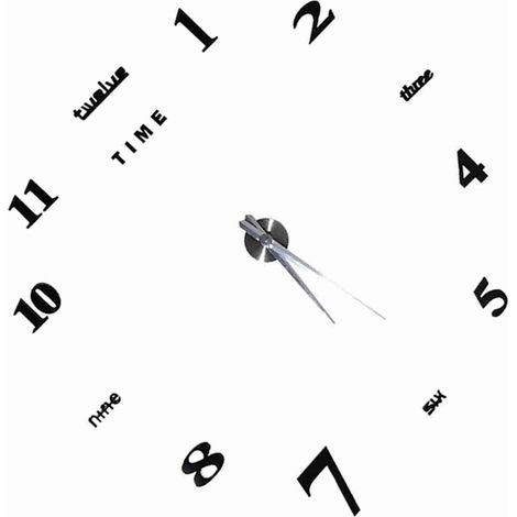 Kit d'horloge murale moderne à monter soi-même, grande taille, avec autocollant effet miroir 3D pour la maison ou le bureau. (1/5)