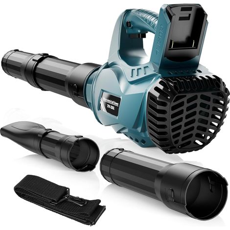 Souffleur à Batterie, Souffleur de Feuilles sans Fil pour 21V Batterie, Bandoulière, Moteur sans Balais, Vitesse Max 300 km/h, 3 Sections de Buses, 6 Vitesse Variable (Pas de Batterie) (1/5)