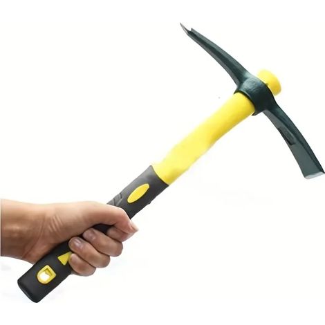 1 pioche de jardin forgée avec manche en fibre de verre pour ameublir la terre, jardiner, camper ou prospecter (1/5)