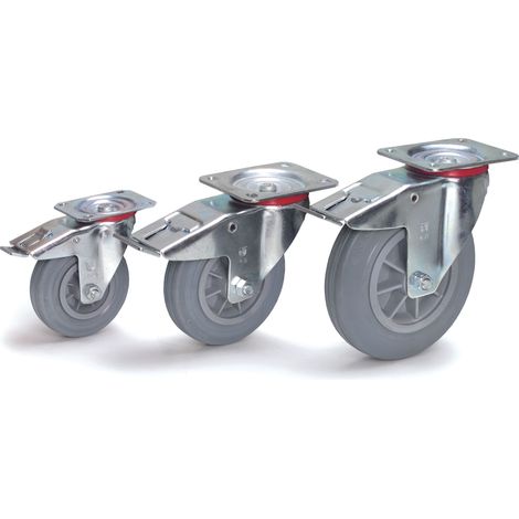 Fetra Vollgummi Lenkrolle mit Feststeller, 125x32 mm Radgröße (1/2)
