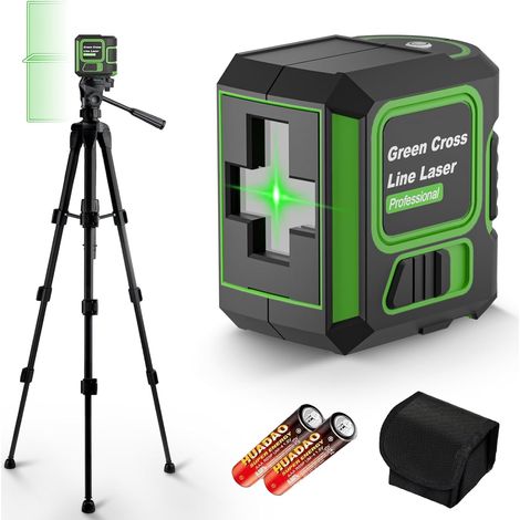 Niveau Laser avec Trepied,Niveau Laser 360 Autonivelant, Luminosité Réglable/Étanchéité IP54,Laser Chantier adapté Aux Chantiers de Construction/à la Décoration Intérieure (avec 2 Piles AA) (1/5)