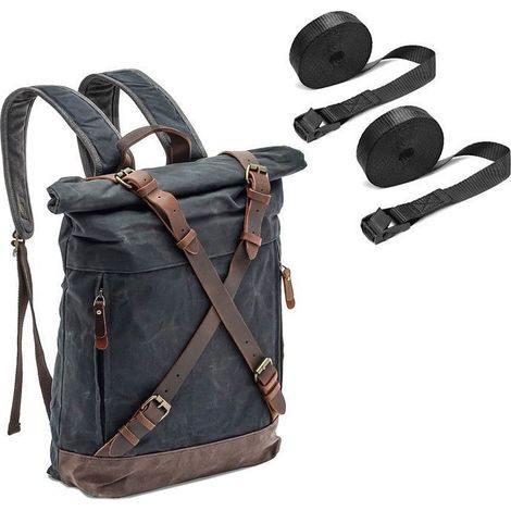 Craftride CR3 Vintage 13L Hinterradsatteltasche aus schwarzem gewachstem Canvas mit Riemen