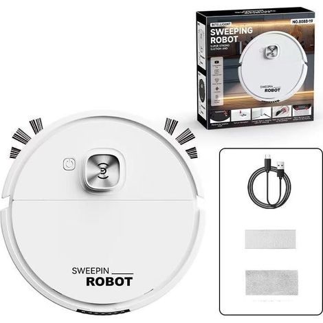 Mini Aspirateur Robot USB Rechargeable pour Maison et Voiture-Blanc