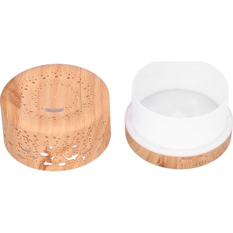 Humidificateur 700 ml, diffuseur d'arômes avec télécommande, haut-parleur Bluetooth et veilleuse intégrés, aspect bois, prise européenne 100-240 V (1/5)