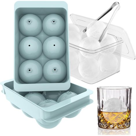 Lot de 2 moules à glaçons ronds bleus de 4,8 cm (1,9 po) pour whisky - Remplissage et démoulage faciles pour bourbon, cocktails et autres boissons