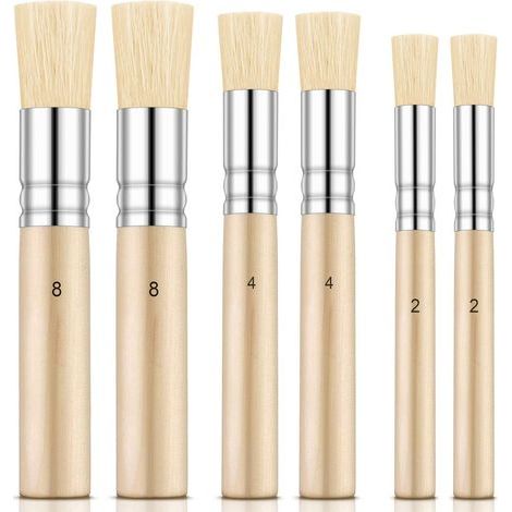 6 Pièces Brosses à Pochoir en Bois Pinceaux à Pochoir Naturels Purs Brosses de Peinture en Poils pour Pochoir de Peinture à Huile Aquarelle en Acrylique DIY Projet d’Artisanat, 3 Tailles- (1/5)