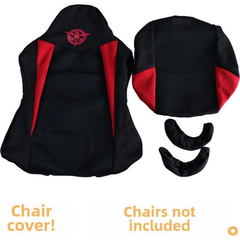 Housse de chaise e-sport, maille épaisse respirante (accoudoirs longs, noir et rouge, dossier 80-88 cm) (1/5)