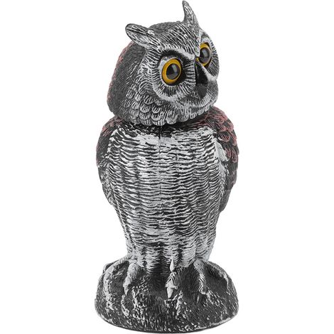 Leurre de hibou en plastique rayé, petit, secouable, imperméable, forme réaliste, épouvantail pour cours et pelouses extérieures (1/5)