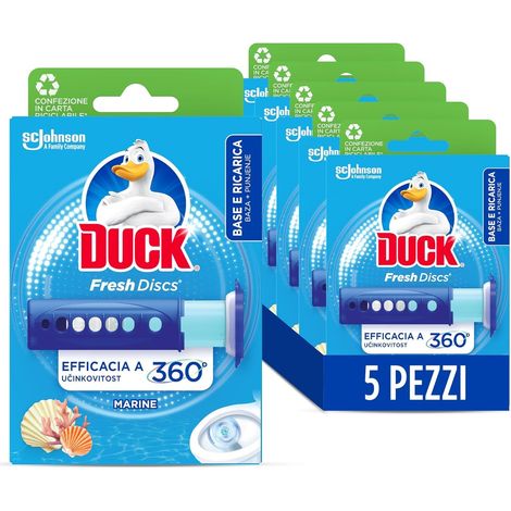 Duck Fresh Discs - Base per Dischi Gel Igienizzanti WC, Fragranza Marine - Formato Scorta 5 Applicatori, 30 dischetti (1/5)