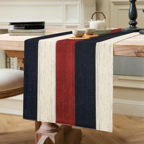 Camino de mesa moderno de invierno lavable para decoración de mesa, 40 x 140 cm, rojo, azul y blanco. (1/5)