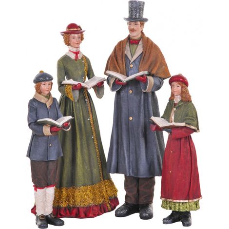 Statuette Famiglia "Cantori" con colori natalizi in poli-resina h 40 cm Storia Dino Bianchi 2021 (1/5)