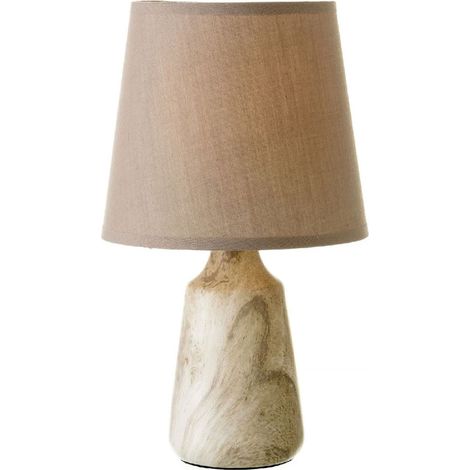 Lampe à poser en céramique marbrée 28 cm – Abat-jour 65 % polyester – Ampoule E14 max 40W – Design moderne pour intérieur – Lolahome (1/5)