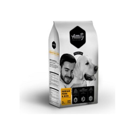 Croquettes Amity pour chien adulte porc ibe'rique et riz 3Kg hautement digestibles