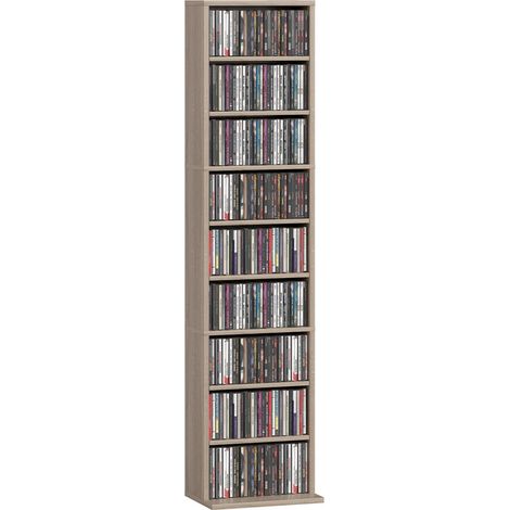 Pour Salon et Bureau Gain de Place Meuble Colonne Rangement CD DVD 9 Niveaux 6 Tablettes Réglables 260 CD (1/5)