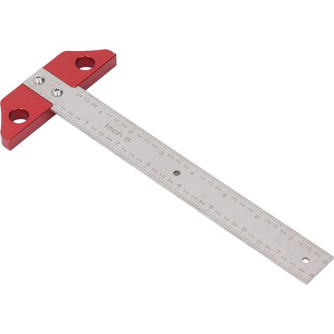 Équerre en T de 20 cm (8 pouces) pour le dessin, le travail du métal et la menuiserie. Règle à tracer avec échelle métrique et impériale. (1/5)