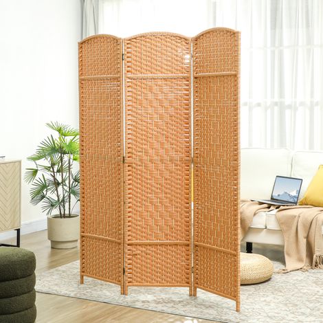 Dreiteiliger, faltbarer Raumteiler aus Holz für Wohn- oder Schlafzimmer, 135 x 180 cm, Hellbraun