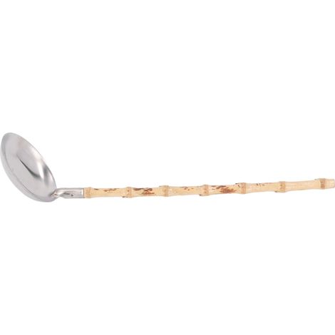 Louche en acier inoxydable, isolation thermique, anti-brûlure, long manche, louche à fondue, cuillère à soupe avec manche en bambou (1/5)
