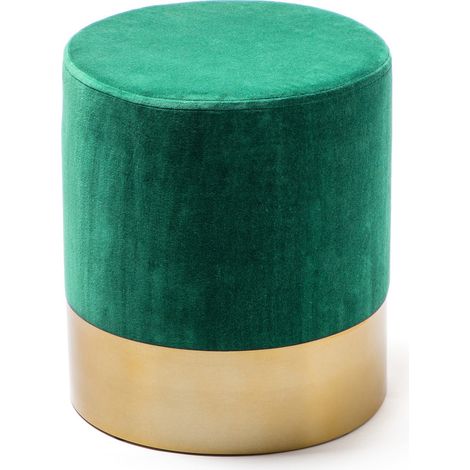 Pouf Pepino in velluto verde bosco con base dorata (1/3)
