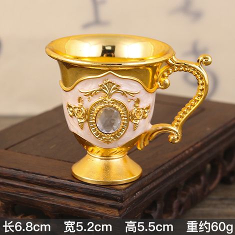 Verre à vin de style européen (or et blanc), verre individuel pour vin blanc, fabrication artisanale en métal.
