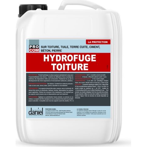 Procom – Hydrofuge toiture incolore – Imperméabilisant pour tuiles, béton, ciment, pierre – Non filmogène, effet perlant – 5 litres (1/2)