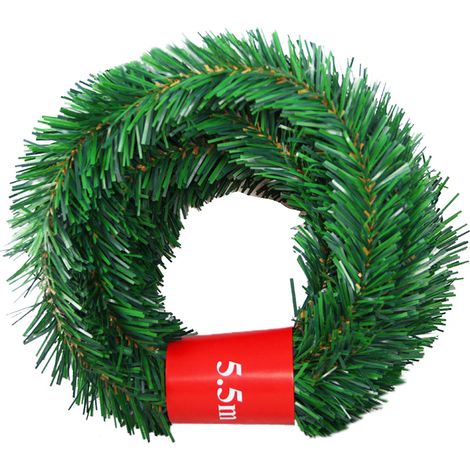 Guirlande de Noël Pin 5.5M Vert, Sapin Artificiel en Rotin, Décoration Murale Jardin Sapin de Noël Vert Lot Guirlande