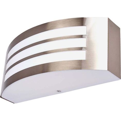 Applique extérieure inox argenté E27 – Diffuseur polycarbonate satiné – Design moderne pour terrasse et jardin (1/5)