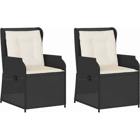 Garden Bench 2 pcs Black Poly Rattan vidaXL (1/5)