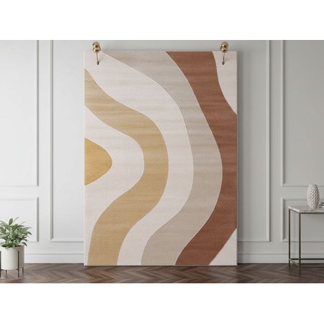 BOBOCHIC - Tapis poils ras NOVA motif abstrait 160x230 Beige (1/5)