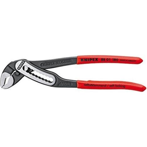 KNIPEX 88 01 180 SB Alligator® Pinza regolabile per tubi e dadi Rivestita in plastica antiscivolo atramentata nera 180 mm