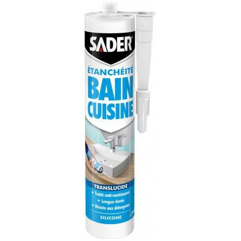 Mastic silicone Sader Bain et Cuisine 280ml Couleur: TRANSLUCIDE