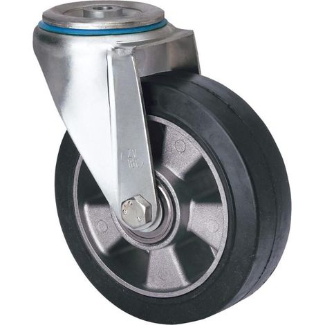 rueda giratora agujero m12 20zv160-deb aluminio-goma negra elastica eje bolas (1/2)