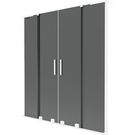 Mexen Velar L Duo Badewannenwand 2-flügelig verschiebbar 160 x 150 cm, graphit, weiß - 896-160-003-42-20 (1/2)
