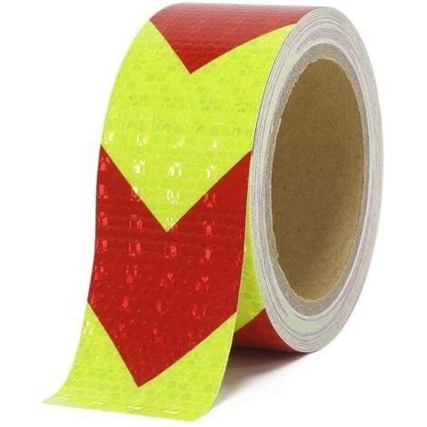 Ruban de signalisation réfléchissant rouge et jaune 5cm x 10m Haute visibilité étanche pour chantiers humides Surface ultraréfléchissante (1/5)