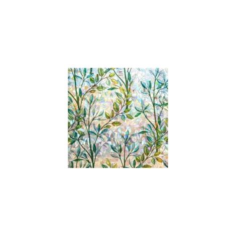 Film pour vitres, film statique autocollant, film opaque coloré préservant l'intimité, effet arc-en-ciel anti-UV avec motif de petites herbes, film décoratif pour salon, cuisine, bureau, 45 x 200 cm (1/5)